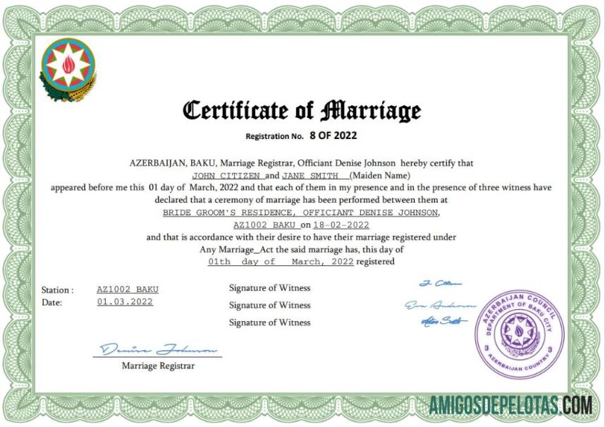 Para baixar modelo Word e PDF de certidão de casamento do Azerbaijão,